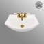 Lavabo de salle de bain mural blanc en forme de U avec robinet et trop-plein