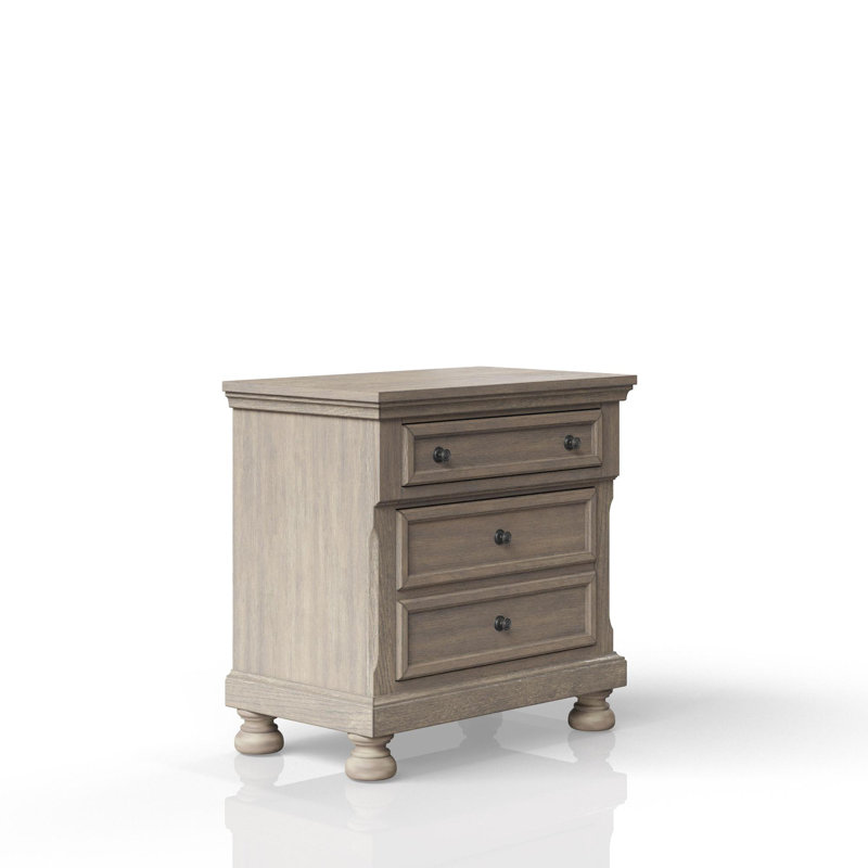 Table de chevet deux tiroirs gris antique