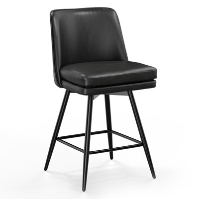 PU Leather Modern Paded Bar Stools: 360° Rotation, Durable Build & Chic Design