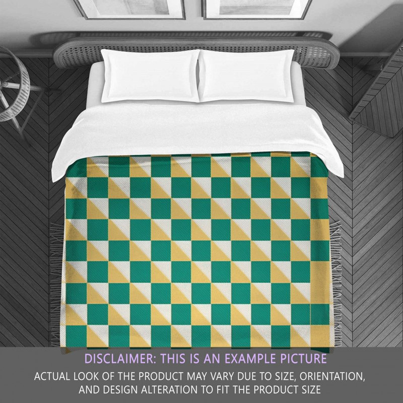 Polyester Comforter, Twin Extra Long Comforter, Gold/Green Checkered