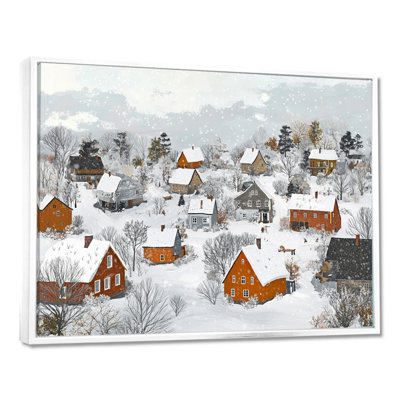 Snowy village in Alaska I - Winter Landscape Wall Art Living Room
