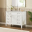 Ensemble de meuble-lavabo autoportant blanc mat avec plateau en marbre de Carrare de 42 po Alexxis-899355785