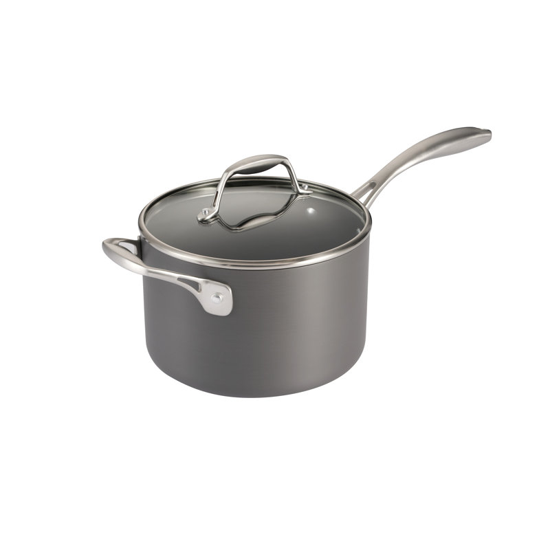 Tramontina OnyxPro 4-Quart Hard Anodized Nonstick Sauce Pan with Lid & Helper Handle, 4 Qt.
