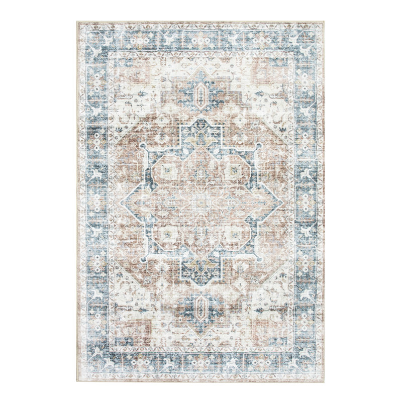 Heriz Premium 1/4" Pile Ultra Soft Non-Slip Padded Backing Rug, Rectangle 4' x 6'