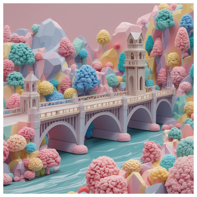 Couvre-lit matelassé Pastel Fantasy Landscape, Lit simple
