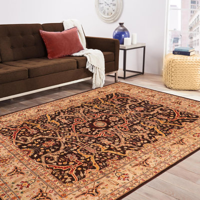 Tapis oriental brun en laine noué à la main 8 pi 2 po x 9 pi 11 po Baccio