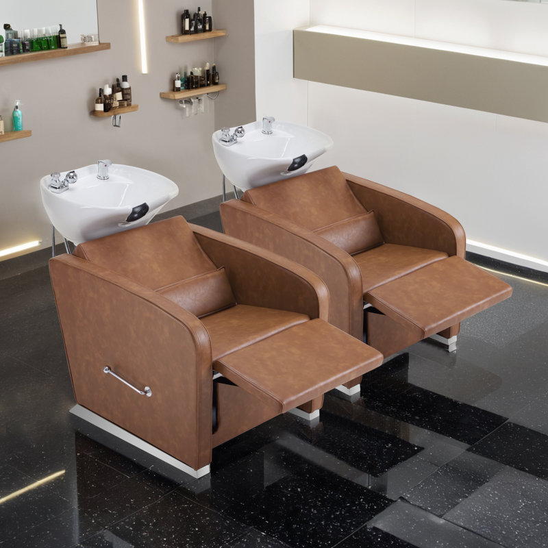 Fauteuil station inclinable avec shampooing Malikhi, Brun