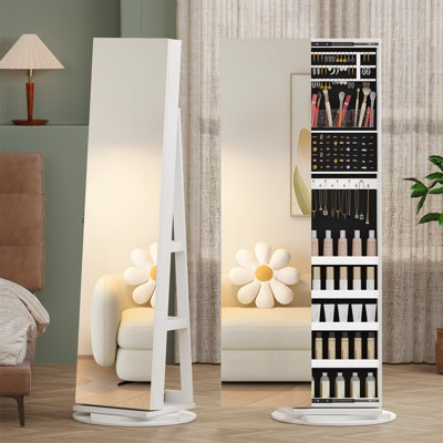 Modern Jewelry Armoire With Frameless Full Length Mirror