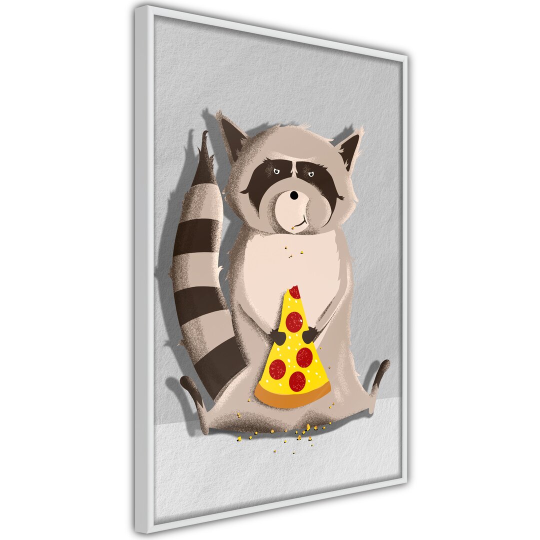 Gerahmter Grafikdruck Racoon Eating Pizza