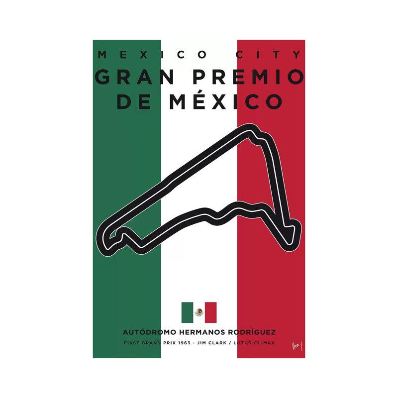 F1 Mexico Race Track Minimal Poster by Chungkong - Wrapped Canvas Print, 20.32 cm H x 30.48 cm W