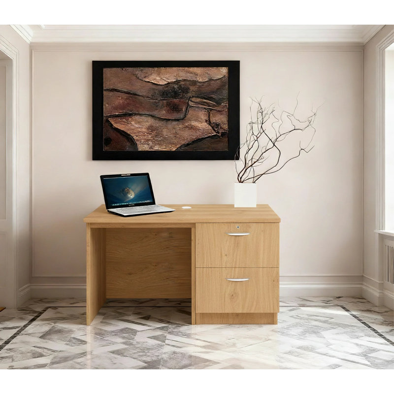 Walshaw Solid Wood Base Computer Desk, English Oak