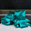 Ensemble d'édredon en satin avec draps pour grand lit 8 pièces Ensemble de literie soyeux vert paon Ensemble d'édredon soyeux de luxe à volants avec 1 housse de coussin-123204608-123204611