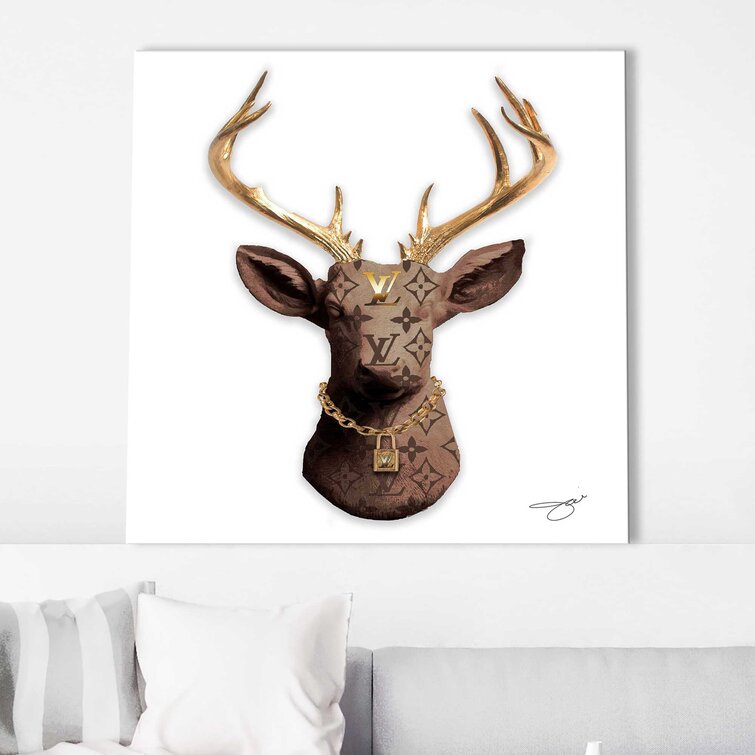 Louis Vuitton Deer (Square) by by Jodi - Graphic Art House of Hampton Format: Wrapped Canvas, Size: 28 H x 28 W x 1.5 D