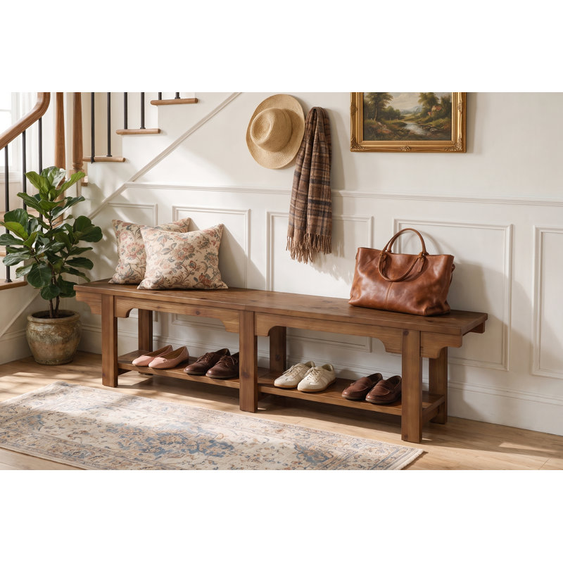 70.9'' Long Solid Wood Entryway Bench