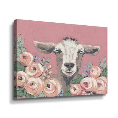 Chèvre dans le jardin - peinture sur toile tendue
