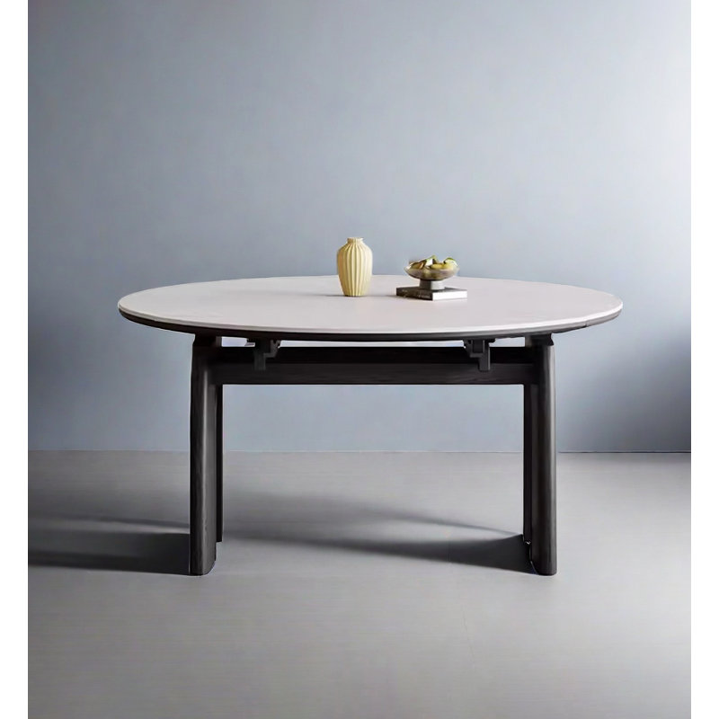 Table de salle à manger extensible moderne de style simple avec plateau en pierre frittée