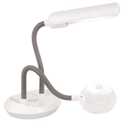 OttLite Duoflex Magnifier Lamp, 2X Optical Grade Magnification, 5X Spot Magnifier, Flexible Neck