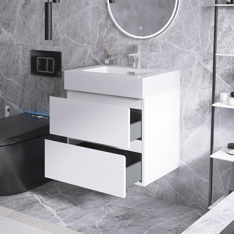 24 po Meuble-lavabo mural simple avec comptoir