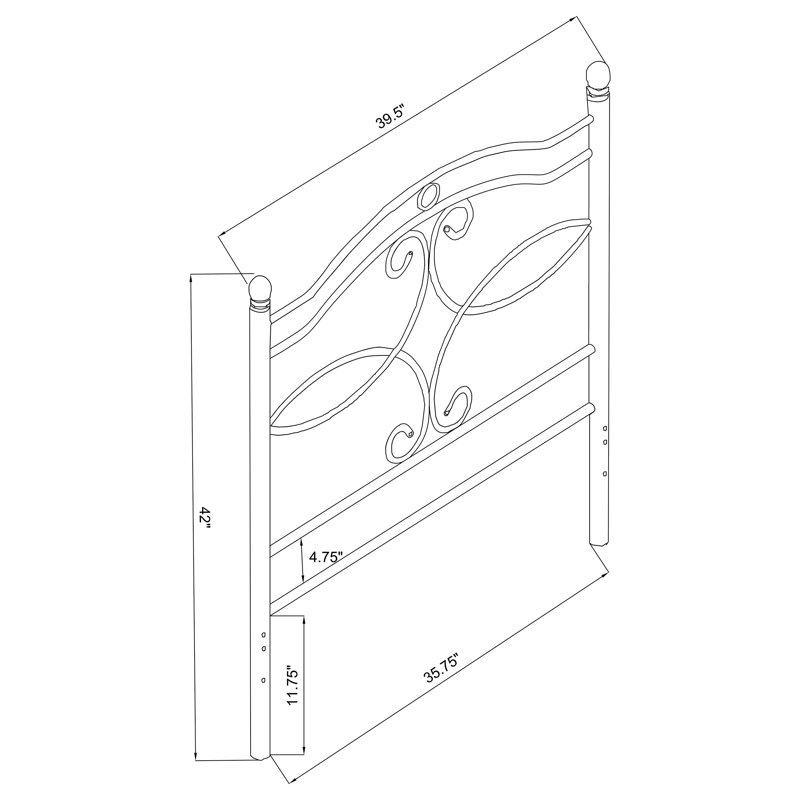 Metal Twin Open Frame Headboard Matte Black