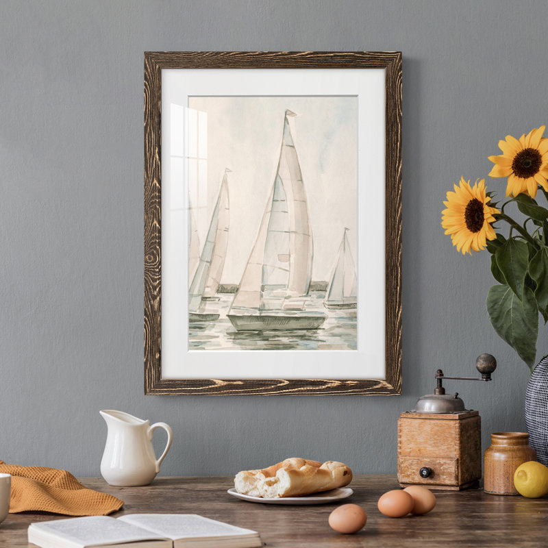 " Sail Scribble I " Painting Print, Dark Gray Framed, 43.5" H x 31.5" W x 1" D