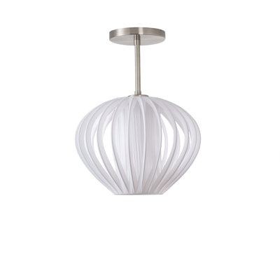 Mouton Semi Flush Mount Satin Nickel, White Satin Shade