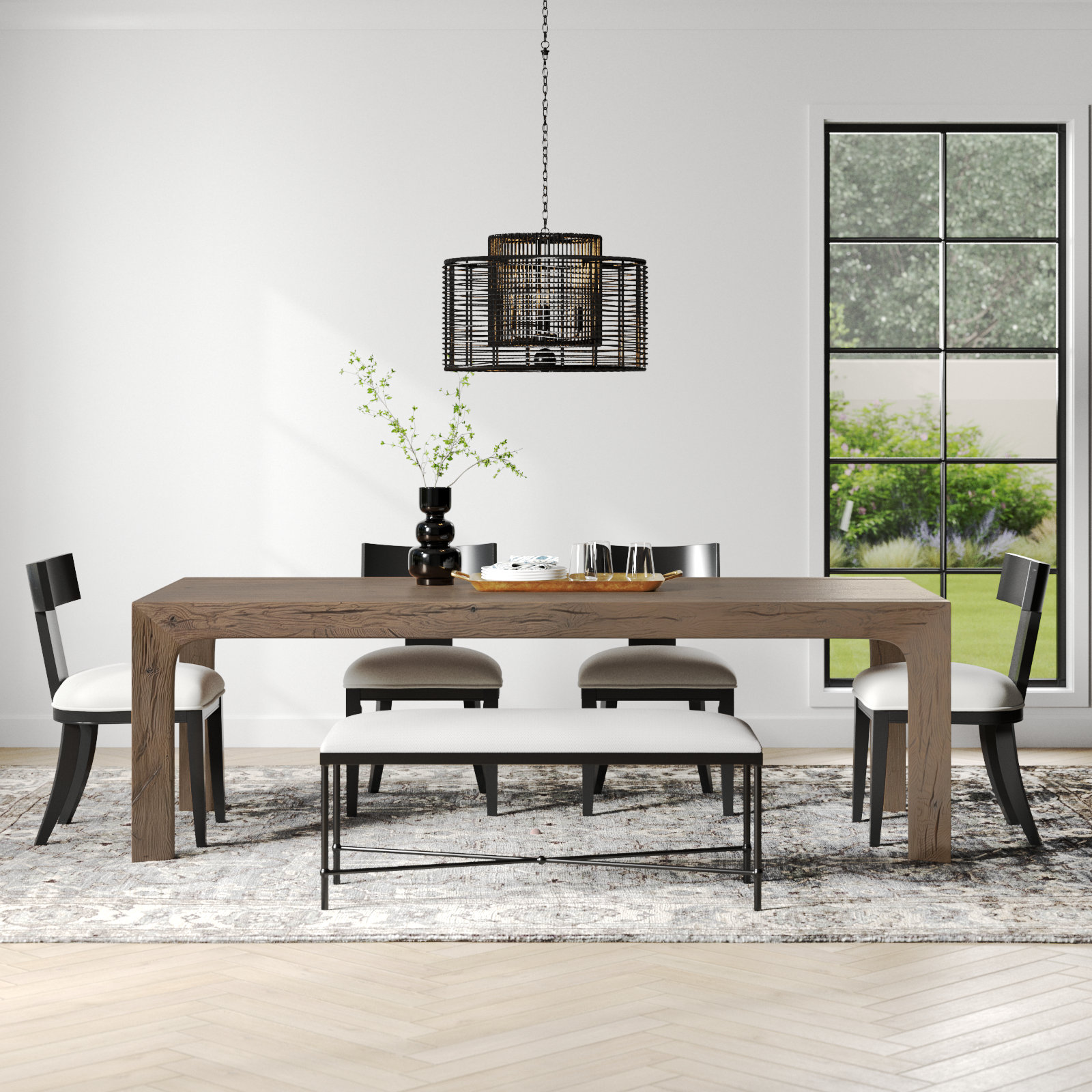 94" Oak Dining Table, Rustic Gray