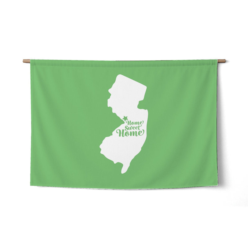 Douce maison Trenton — Silhouette de l'État du New Jersey — Tapisserie murale tissée de paysage, H 26 po x l 36 po
