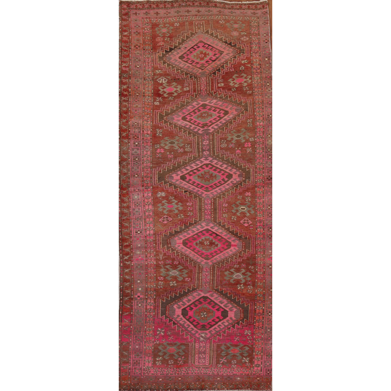 Tapis de couloir traditionnel rouge / rose 5 x 13