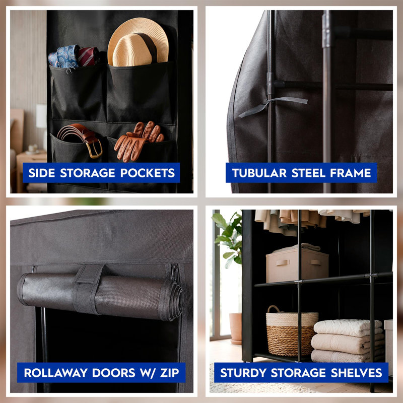 Metal Wardrobe, 211cm (W), Black