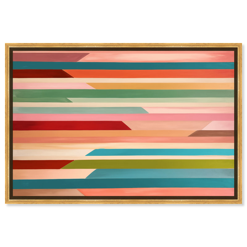 Art mural géométrique Burning Desert, H 21 po x l 31 po, Cadre noir
