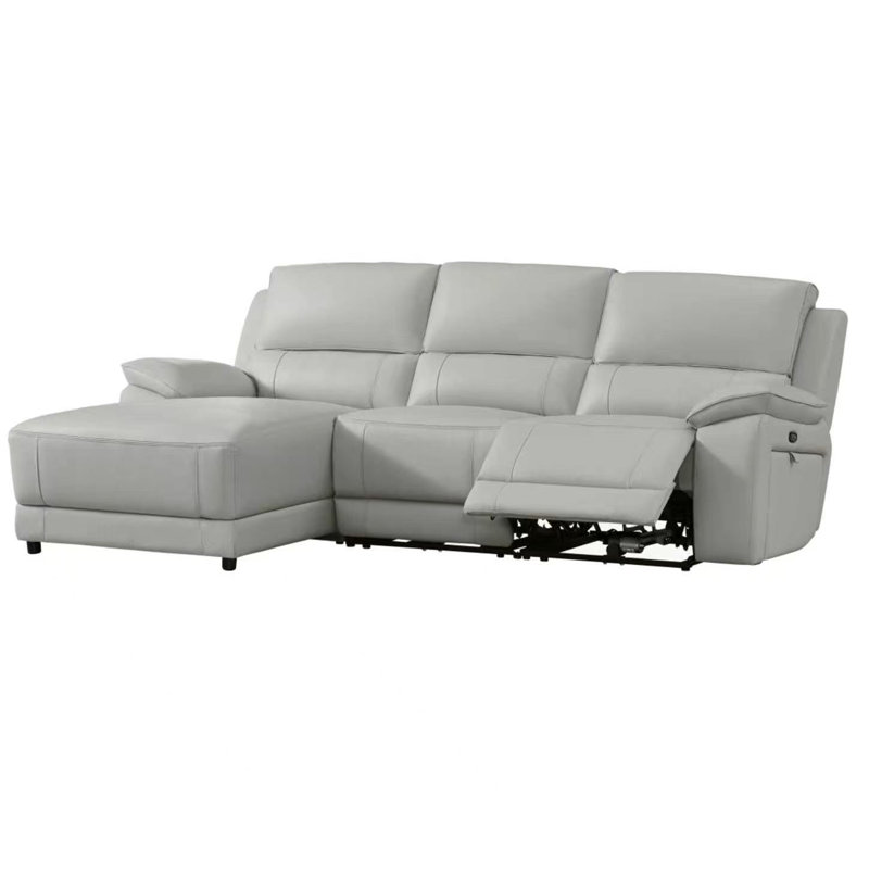 Canapé modulaire inclinable électrique en cuir Carrabelle, Face à la gauche, Cuir véritable fumé