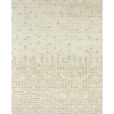 Tapis rectangulaire beige / ivoire en laine / viscose noué à la main