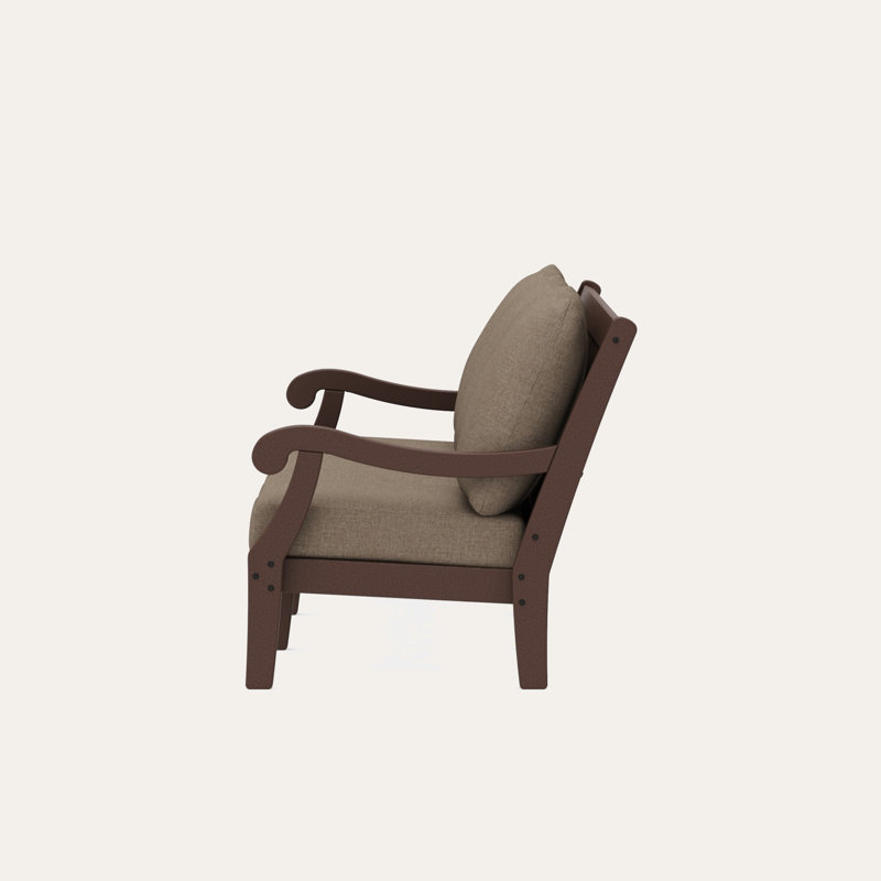 POLYWOOD x Birch Lane Verlyn Deep Seating Sofa, Spiced Burlap Cushion/Mahogany Frame