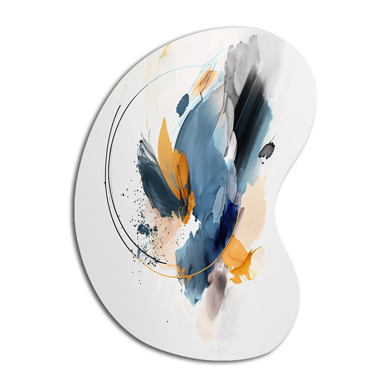 «Abstract Shapes Modern Artwork II», art mural abstrait en métal asymétrique, reproduction d'art en métal de forme irrégulière bleue