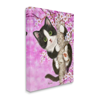 "Chaton et fleurs de cerisier" par Kayomi Harai sur toile