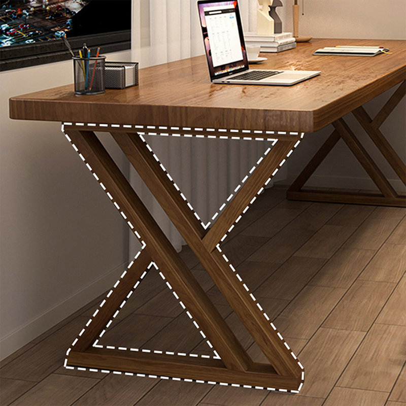 Light brown Rectangular Solid Wood Writing desk, 29.53"H*70.87"W*27.56"D