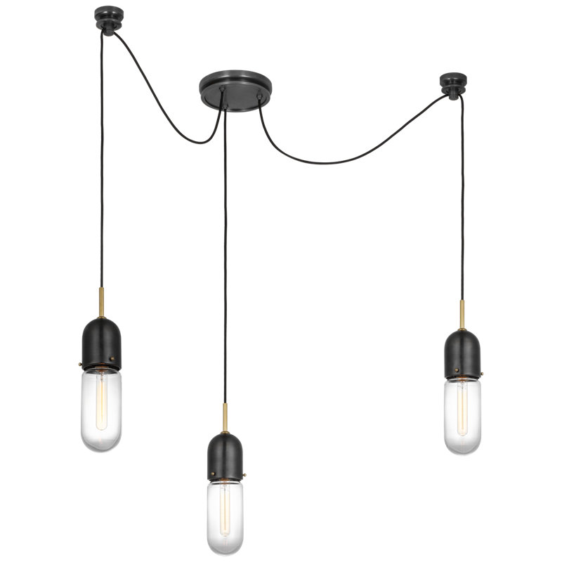 Junio 3 - Light Chandelier, Clear, Bronze/Brass