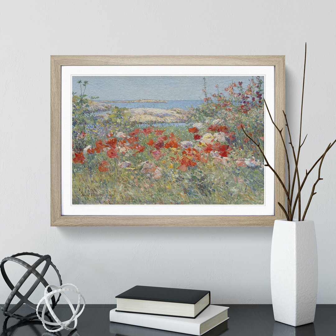 Celia Thaxters Garden by Childe Hassam - Framed Print