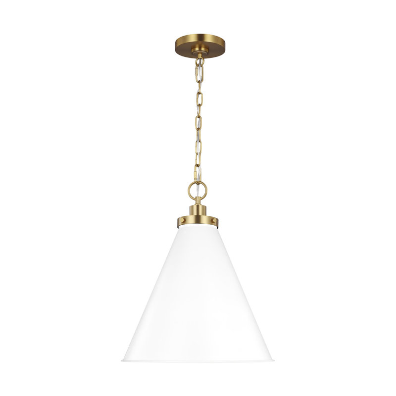 Arnell 1 - Light Single Pendant, Burnished Brass, Matte White, 19" H x 15.625" W x 15.625" D