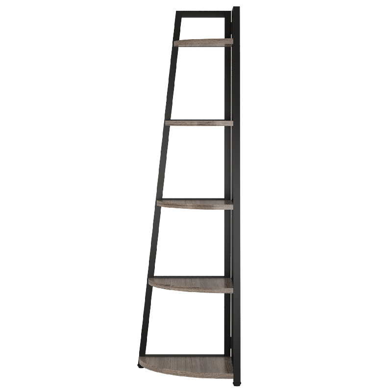 70.07" Tall Corner Shelf, 5 Tier Rustic Grey Corner Bookshelf Bookcase Industrial Corner Ladder Shelf Plant Stand For Living Room, Kitchen, Home Office