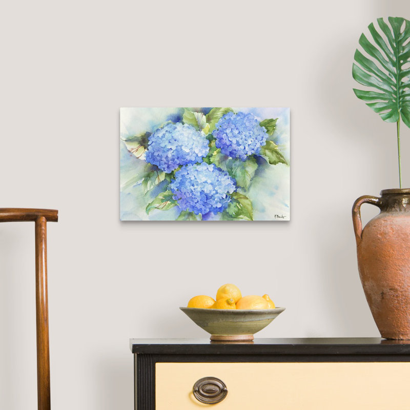 Art sur toile bleu ciel hortensia, H 12 po x l 18 po x P 1,25 po, Toile tendue