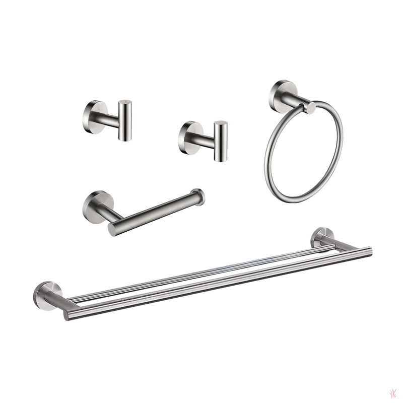 Ensemble de 5 supports à serviettes pour salle de bain, Argent argent