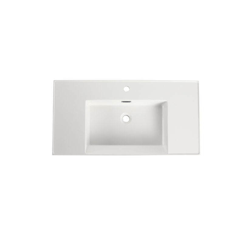 Lavabo de salle de bain en résine 36 po, couleur blanc brillant, profondeur 35,46 po x largeur 17,75 po, hauteur 463,3 po, et lavabo pour salle de bain, finition, très large et profond, teinté gratté