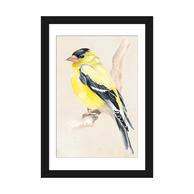 «Little Bird On Branch III» par Jennifer Paxton Parker, impression sur toile tendue, H 32 po x l 24 po x P 1 po, Blanc