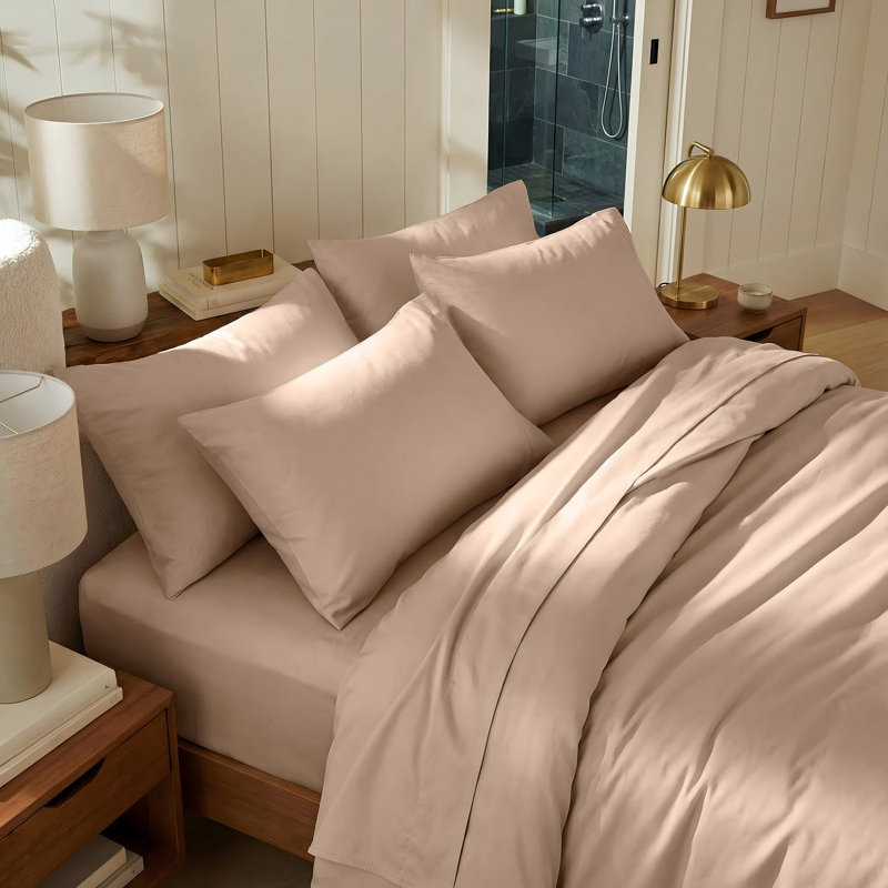 Bedding Sets Sateen No Pattern Duvet Cover Set, Beige, 50x75cm Pillowcase, Single