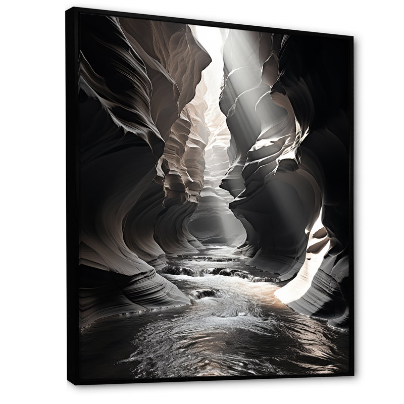 Noir et blanc Canyon Calm - Canyon Wall Art Living Room, H 44 po x l 34 po x P 1,5 po, Cadre flottant noir