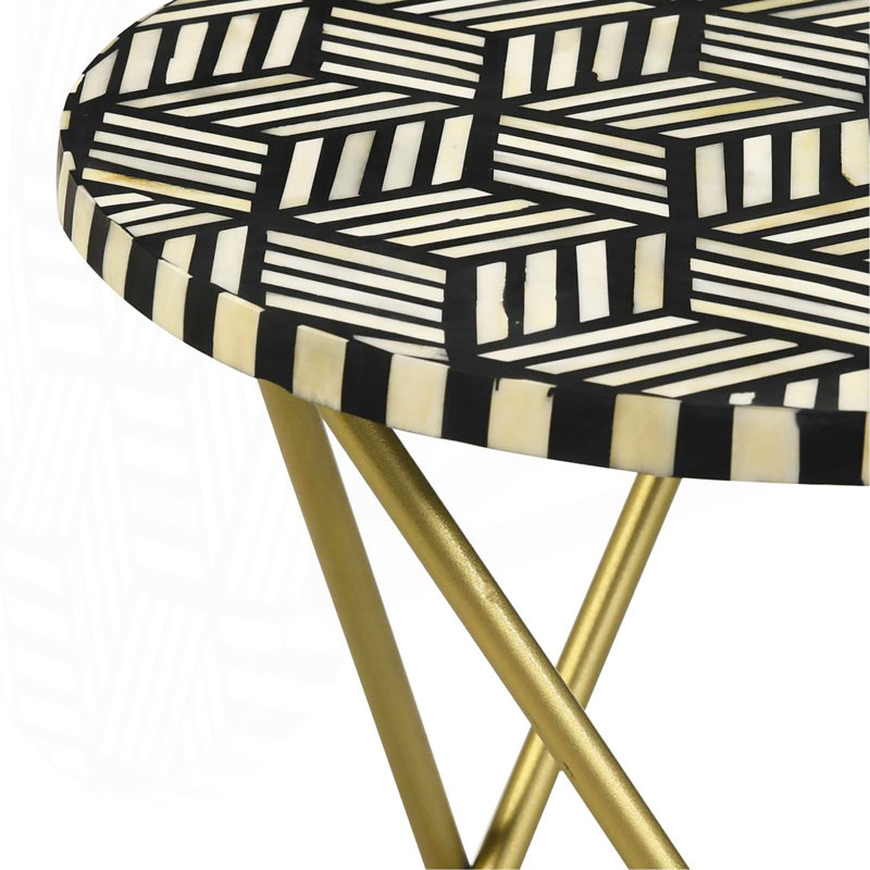 Table d'appoint noire, blanche et dorée