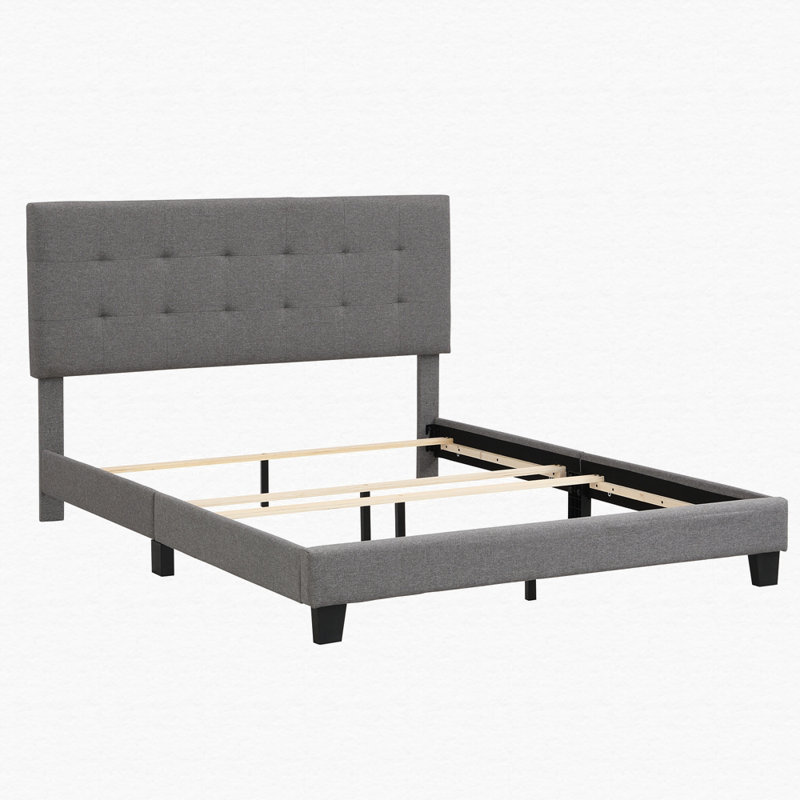 Upholstered Unfinished Standard Bed, Gray