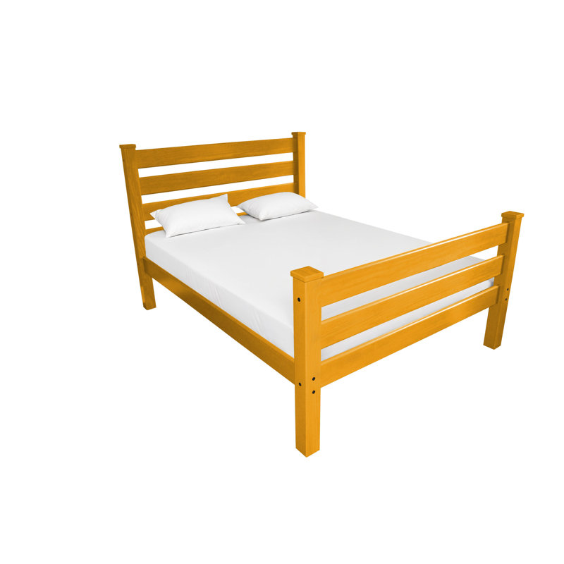 Orange Solid Wood Queen Bed Frame