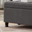 Banc de rangement en mélange de lin gris foncé avec boutons et pieds en tissu robuste-1469496857